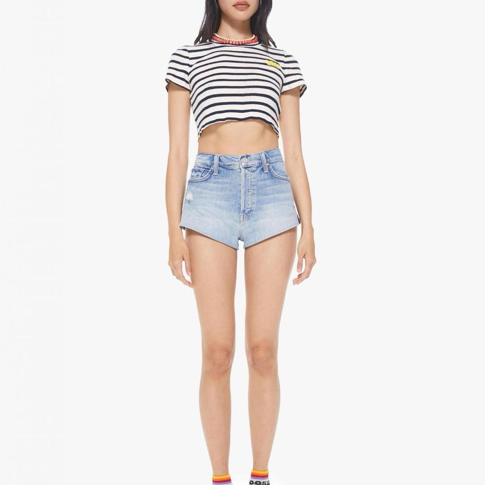 MOTHER X Carolyn Murphy The Tomcat Kick Fray Upcycled Shorts